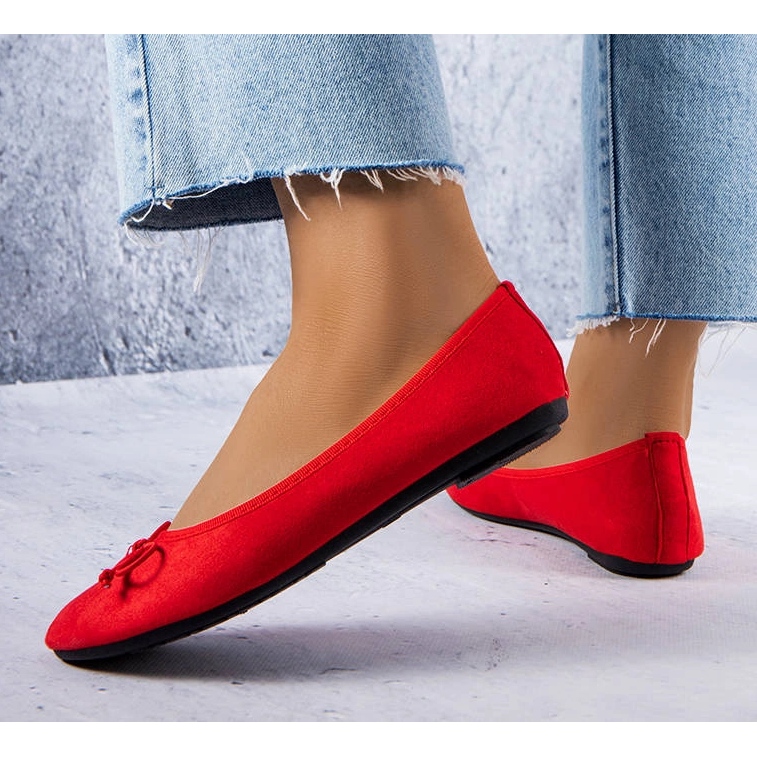 Czerwone balerinki z kokardką Chandonnet 1