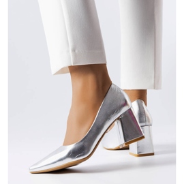 PA1 Srebrne czółenka na słupku Fanchon srebrny 1