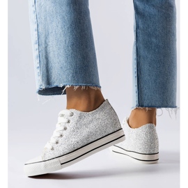 Srebrne trampki na niskiej koturnie Garceau srebrny 1