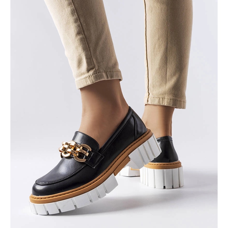 Czarne mokasyny na grubej podeszwie Casgrain 1