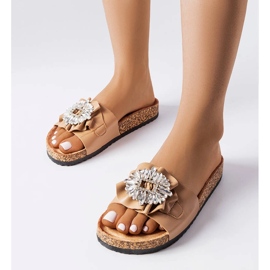 Brązowe klapki na korkowej podeszwie Roy 1