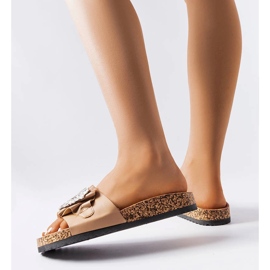 Brązowe klapki na korkowej podeszwie Roy 2