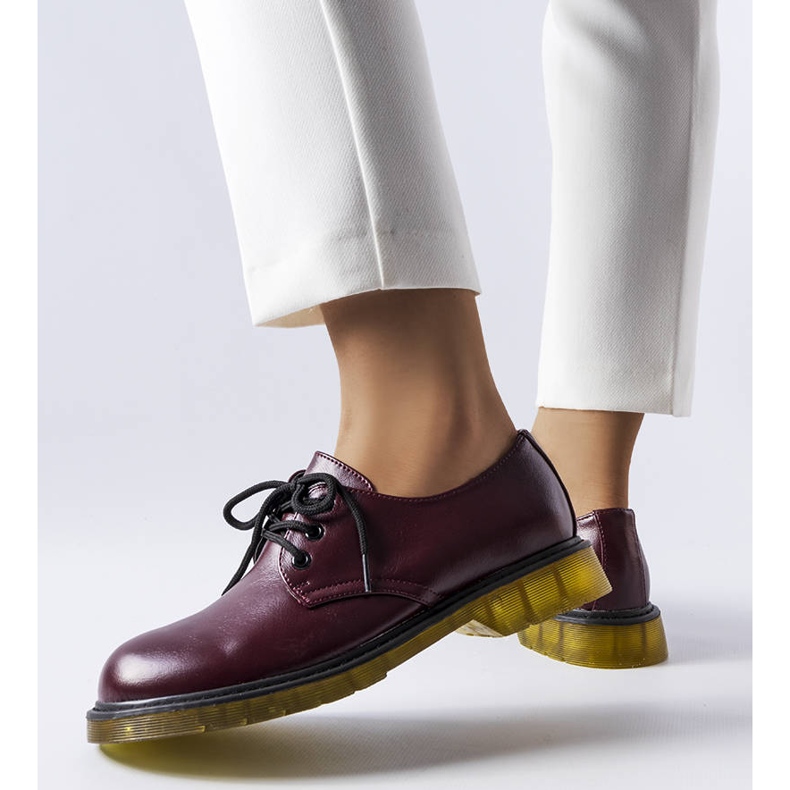 BM Bordowe półbuty typu glany Parfait czerwone 1