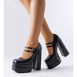 Czarne czółenka na wysokim słupku Chouinard 1