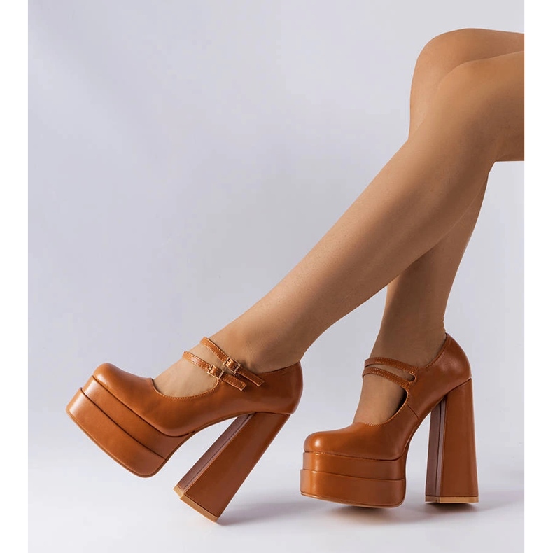 Brązowe czółenka na wysokim słupku Chouinard 1