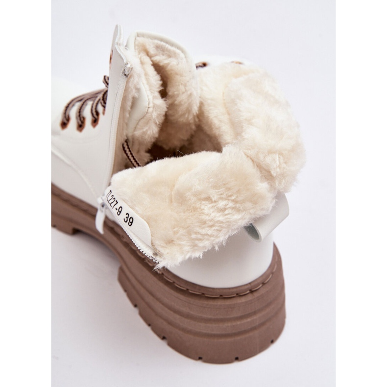 Damskie Trapery Ocieplane Futerkiem Białe Fenan 2