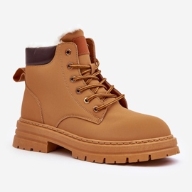 Damskie Trapery Ocieplane Futerkiem Camel Fenan brązowe 1