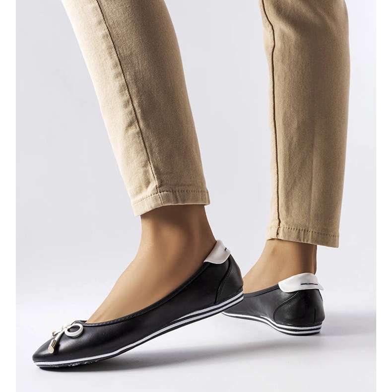 Czarne balerinki zdobione kokardką Maddalena 1