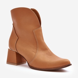 Lewski Shoes Skórzane Botki Kowbojki Damskie Na Obcasie Camel Lewski 3166/B/2 brązowe 1