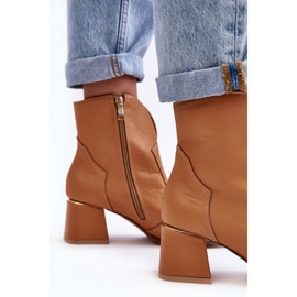 Lewski Shoes Skórzane Botki Kowbojki Damskie Na Obcasie Camel Lewski 3166/B/2 brązowe 5