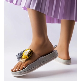 Szare klapki z transparentną cholewką Hétu 1