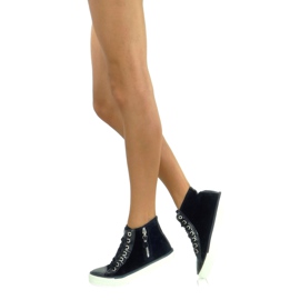 Aksamitne trampki za kostkę Granatowe 1