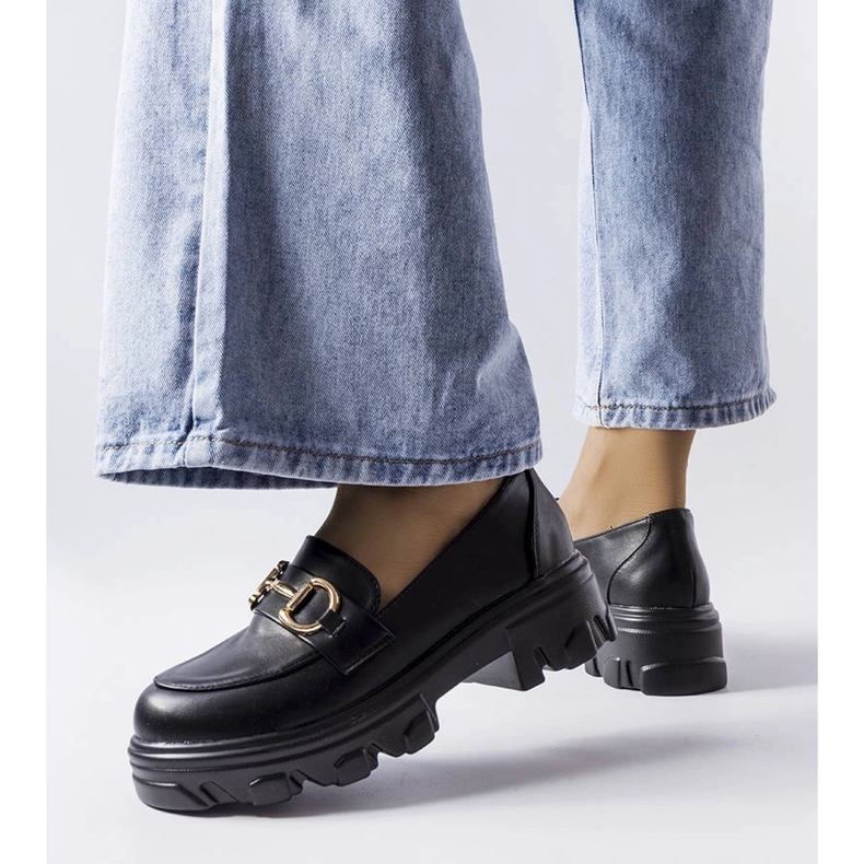 Czarne półbuty z klamerką Mason 1