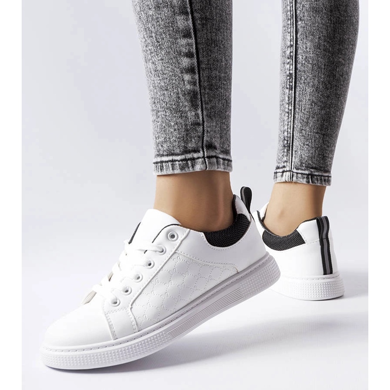 Biało-czarne sneakersy z tłoczeniem Dreux białe 1