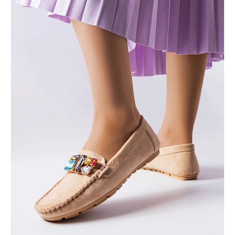 Beżowe mokasyny ze skórzana wkładką Bertrand beżowy 1