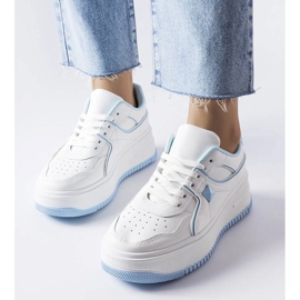 Biało-niebieskie sneakersy na platformie Lepage białe 1