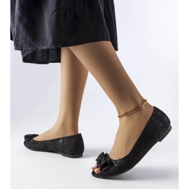 Czarne balerinki metaliczne z kokardką Hawk 1