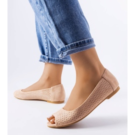 Beżowe ażurowe balerinki Agate beżowy 1