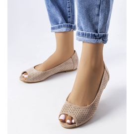 Beżowe ażurowe balerinki Agate beżowy 1