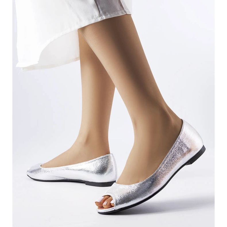 Srebrne metaliczne balerinki Trieux srebrny 1