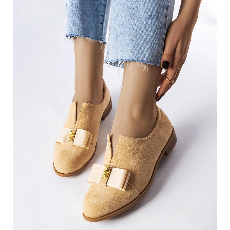 Beżowe półbuty z kokardką Poplar beżowy 1