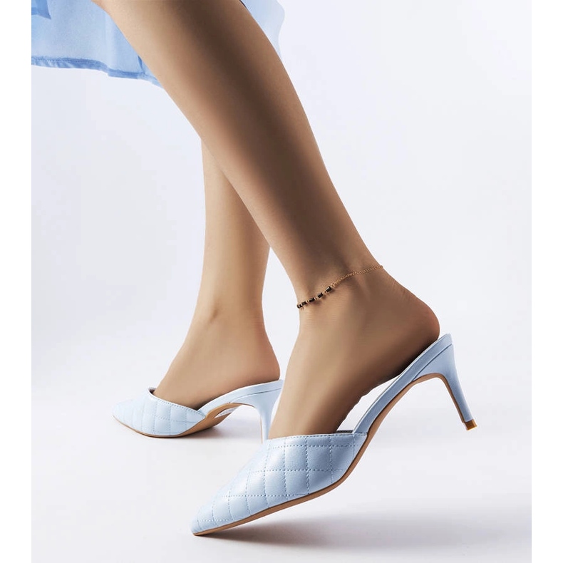 Niebieskie pikowane klapki na szpilce Lambert 1