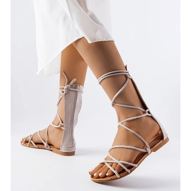 Szare sandały wysoko wiązane Heliport 1