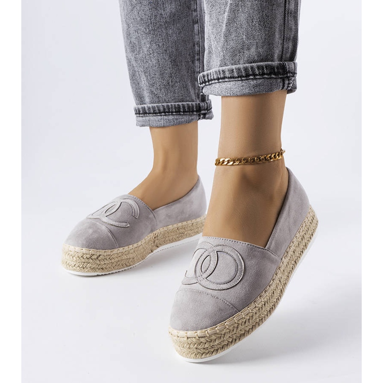 Szare espadryle na platformie Beaudry 1