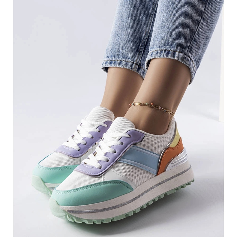 Zielone sneakersy z brokatowymi wstawkami Lang 1