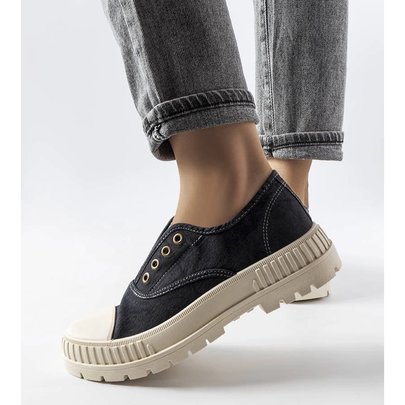 Czarne trampki na gumkę Walton 1