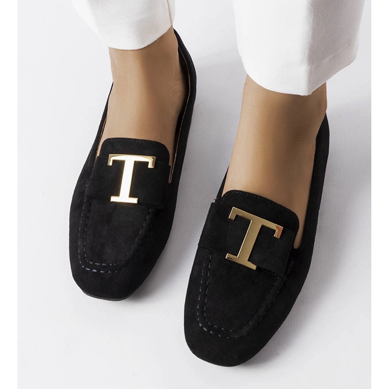 Czarne mokasyny z eko-zamszu Adélaïde 1