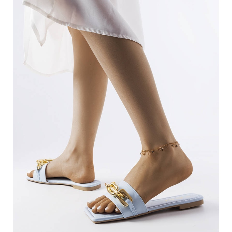 Niebieskie klapki z łańcuchem Cherell 2