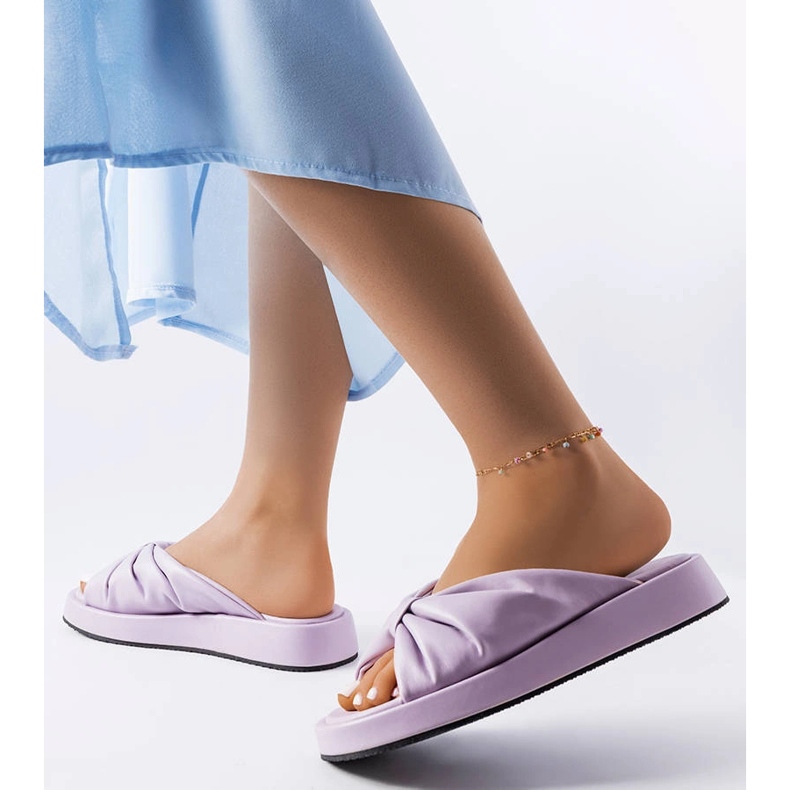 Fioletowe klapki na koturnie Hog 2