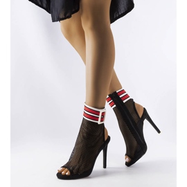 Czarne szpilki z siateczkową cholewką Glo 1