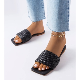 Czarne plecione klapki Goldleaf 1