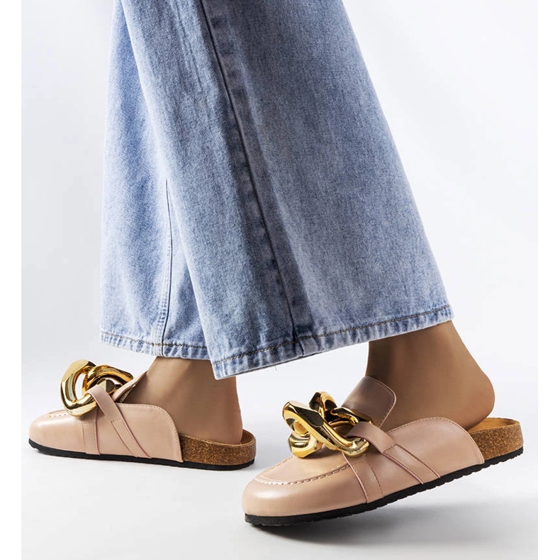 Różowe klapki z łańcuchem Christelle 1