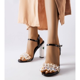 Inna Czarne sandałki z kryształkami Junction 1