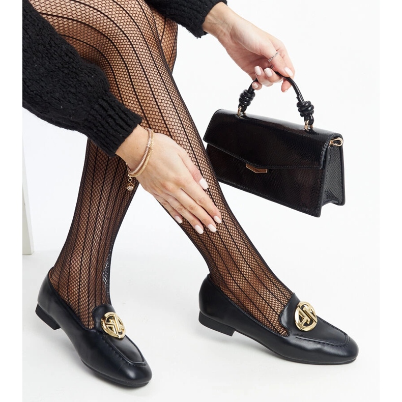 Czarne mokasyny ze złotą ozdobą Bergeron 1