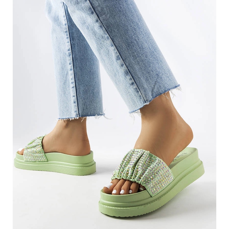 Zielone klapki z cyrkoniami Franet 1