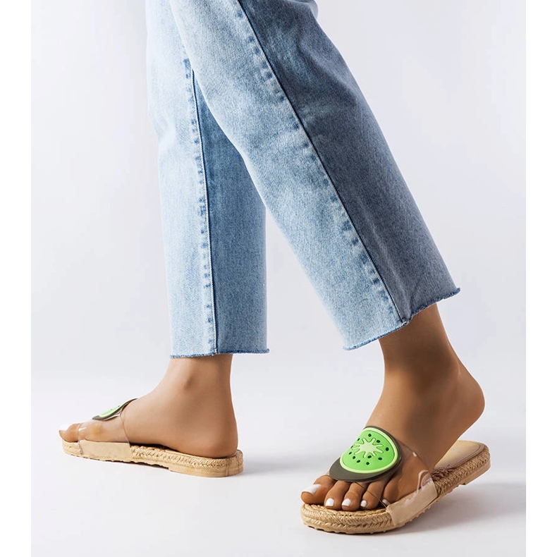 Transparentne klapki z ozdobą Foddie beżowy 2