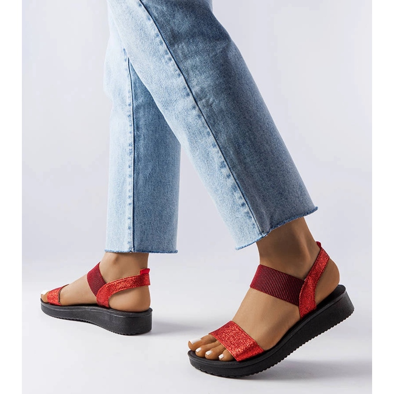 Czerwone brokatowe sandały Amathousa 1