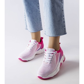Biało-różowe sneakersy Genet białe 1