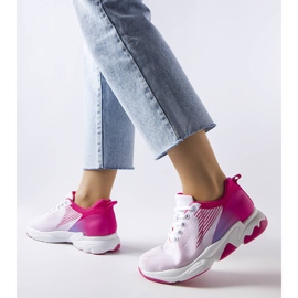 Biało-różowe sneakersy Genet białe 2