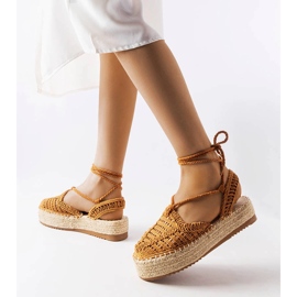 Camelowe wiązane espadryle Partenia brązowe 1