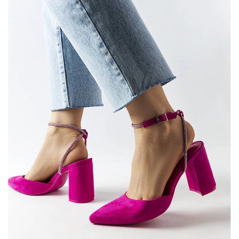 Różowe czółenka na słupku Stella 1