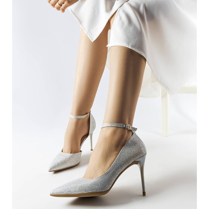 Inna Srebrne brokatowe szpilki Nikolina srebrny 1