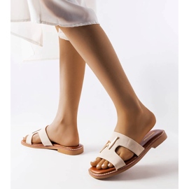 Beżowe płaskie klapki Leyra beżowy 2