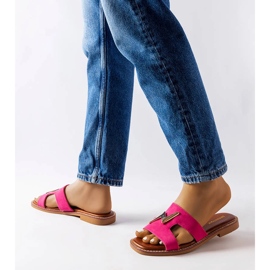 Różowe płaskie klapki Leyra 2