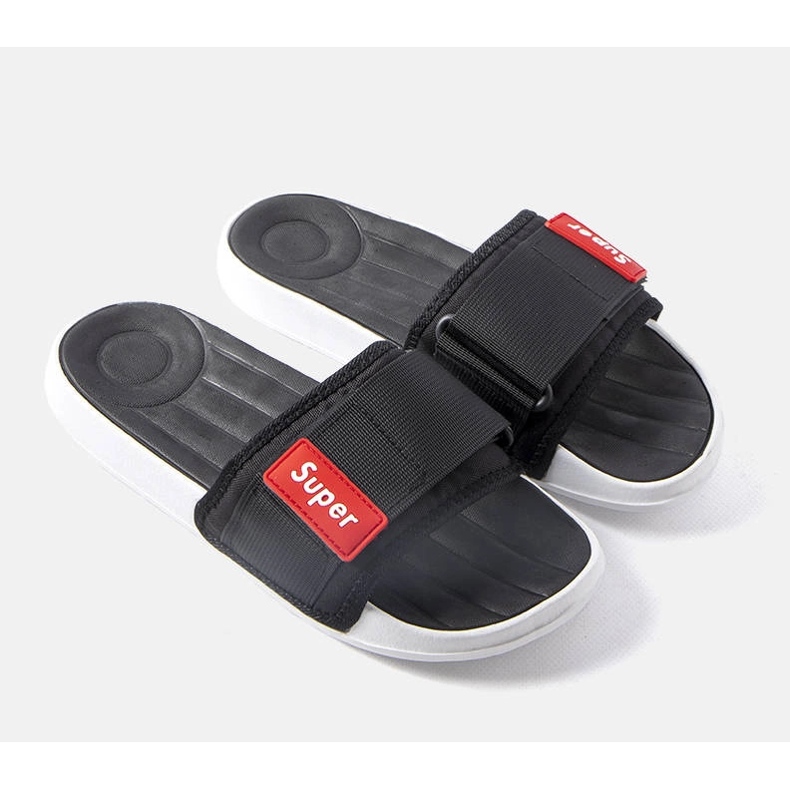 Czarne męskie klapki regulowane na rzep Alley 1