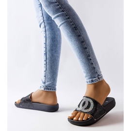 Czarne klapki zdobione cyrkoniami Glendale 2